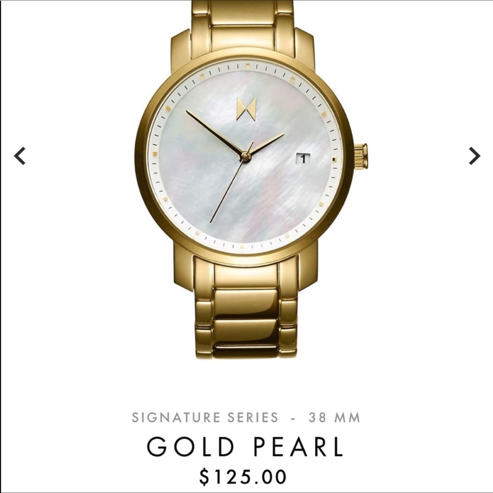 Gold Pearl-Face MVMT Watch